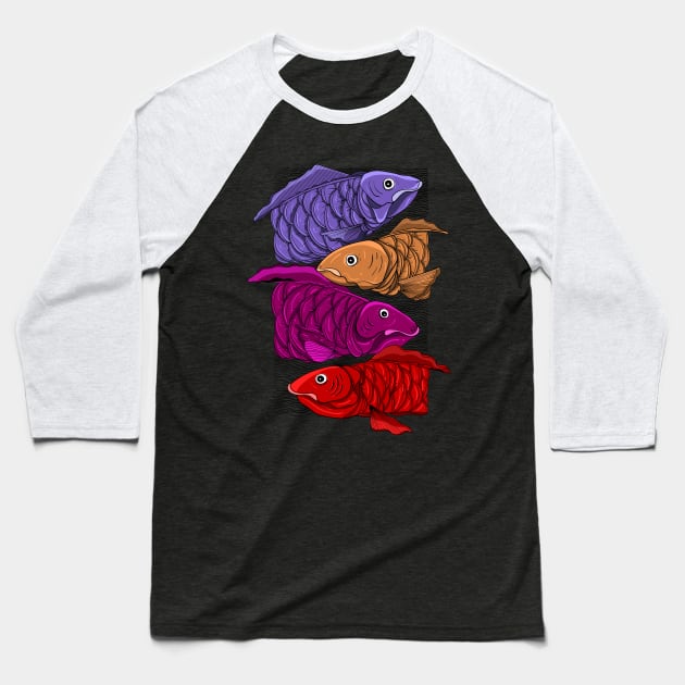 illustration of fish Baseball T-Shirt by Bequeen